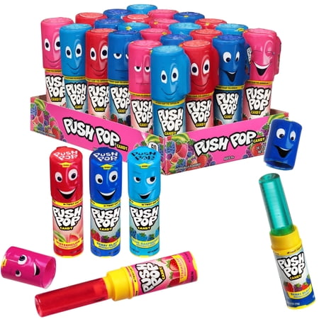 Push Pop Candy Lollipops, Individually Wrapped Variety Bulk Candy Party Pack, Assorted Flavors, 24 Count