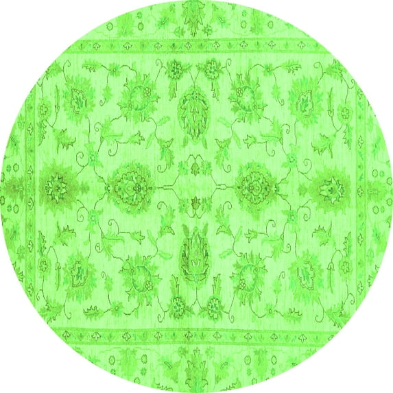 Ahgly Company Indoor Round Oriental Green Traditional Area Rugs, 8' Round