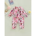 thumbnail image 4 of Seyurigaoka Toddler Baby Girls Boys Romper Pants Western Styles Letter Animals Boots Cactus Print Jumpsuits Autumn Long Sleeve Round Neck Bodysuits, 4 of 9