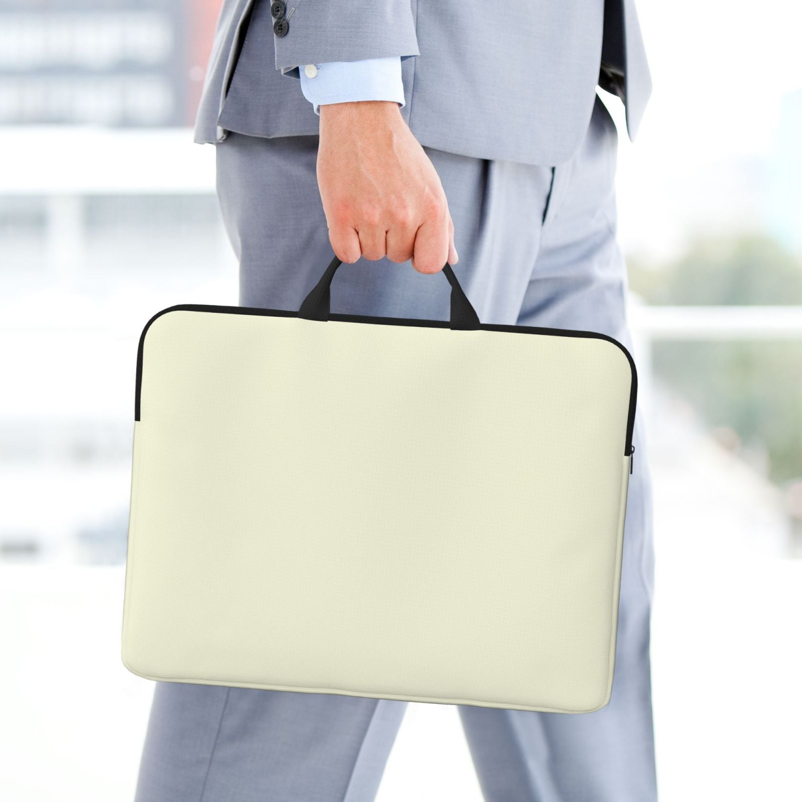 Laptop Sleeve Bag For Women Men 14inch Waterproof Durable Protective Computer Carrying Cover Handle Laptop Case Bag Beige