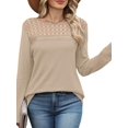 thumbnail image 4 of Long Sleeve Women's Tops Spring Summer Outfits Dressy Casual Blouses Lace Trendy Waffle Knit Shirts Color XXL, 4 of 8
