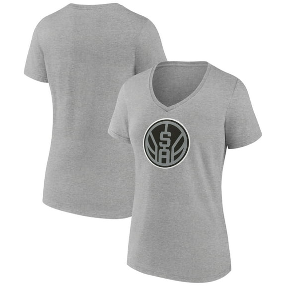 Women's Heather Gray San Antonio Spurs Alternate Logo V-Neck T-Shirt