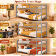 thumbnail image 5 of Metal Full Bunk Bed, Full over Full Metal Bunk Bed, Modern Retro Full Size Bunk Bed Frame with Ladder and Safety Guardrails, for Teens Adults, No Box Spring Needed, Sliver, 5 of 9