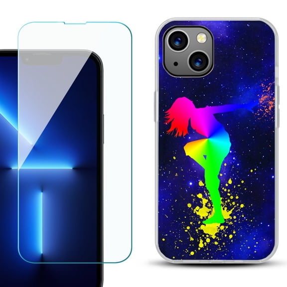 OneToughShield ® for iPhone 15 Plus Shockproof Phone Case, with Tempered Glass Screen Protector - Cosmos Dance