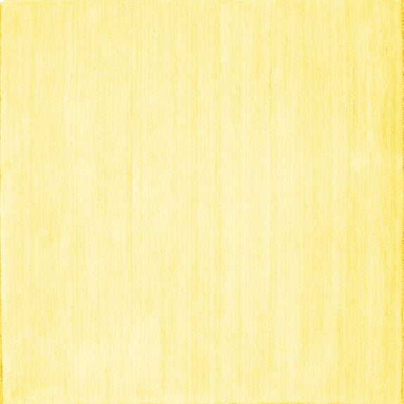 Ahgly Company Indoor Square Solid Yellow Modern Area Rugs, 5' Square