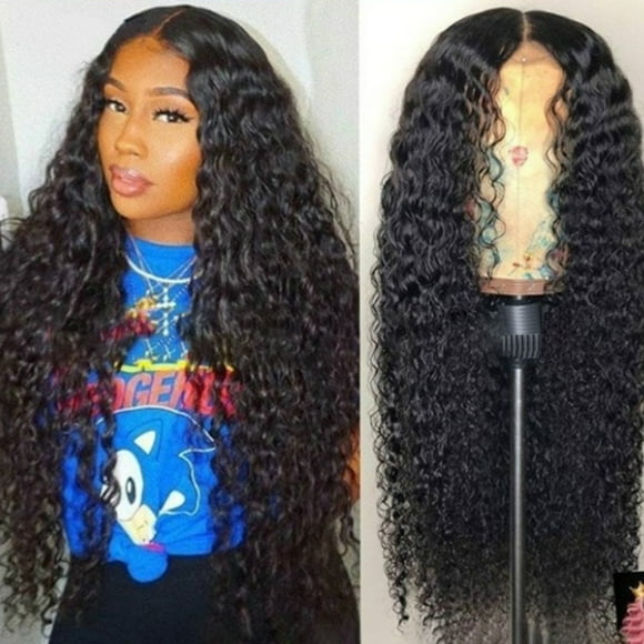 Pisexur Lace Front Wigs Human Hair 30-inch Middle-parted Long Curly Wig With Small Curls Blonde Wig Wigs Human Hair on Clearance