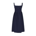 thumbnail image 5 of Cobkk Plus Size Dresses Strap Wrapped Chest Small Fragmented Flowers Solid Color Dress Long Dress Girl Summer Dresses for Women Z-1074 Navy M, 5 of 6