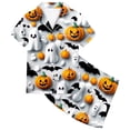 thumbnail image 4 of Gunia Toddler Girls Halloween Pajamas Pumpkin Graphic Button Up Short Sleeve Ghost Printed Pajamas Top With Elastic Waist Shorts 2 Piece For Kids Pjs Sleepwear White 2-3 Years, 4 of 4