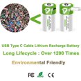 thumbnail image 4 of D Batteries, Rechargeable Batteries 4 Pack,D Cell with Type C Charger Cable,12000mWh 1.5V Lithium Battery Size, 4 of 4