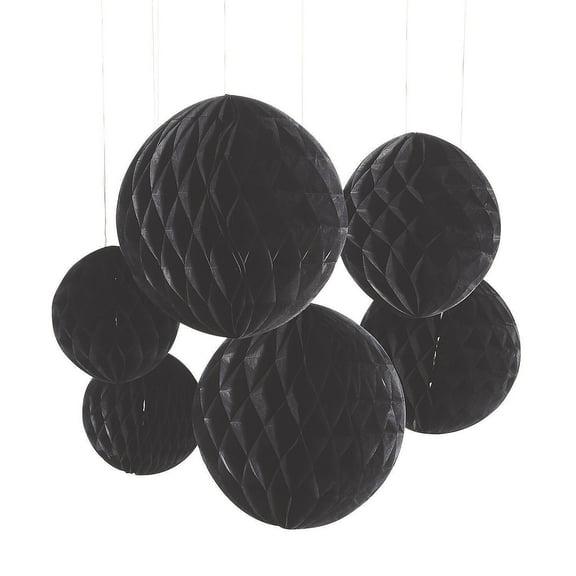 Black Honeycomb Hanging Decor - Party Decor - 6 Pieces