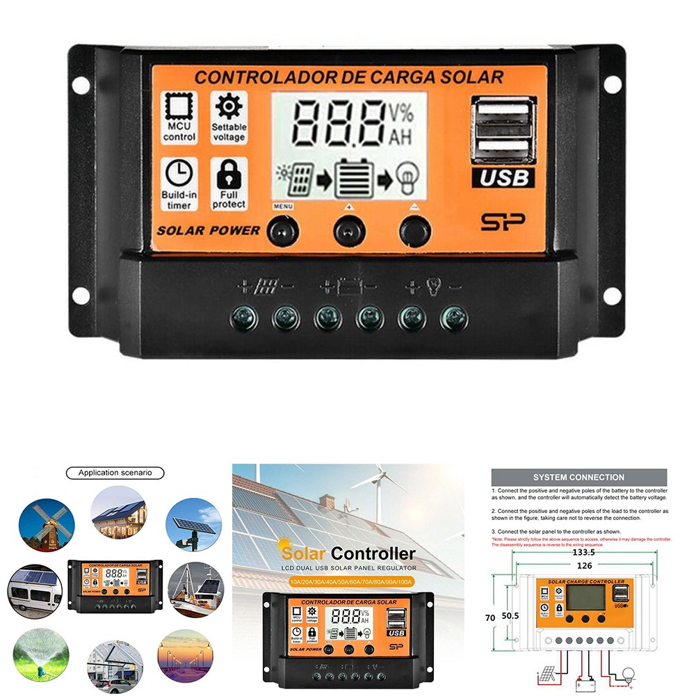 Solar Charge Controller Mppt Solar Panel Regulator Charge Controller Auto Focus Tracking 12/24V 80A