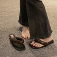 thumbnail image 6 of RotHome Flip Flops Platform Thong Sandals for Women Open Round Toe Comfy Slip on Flats Casual Summer Beach Slide Stone Decor Vacation Party Shoes Wedge Style, 6 of 6