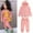 Pink, variant on JIANJIA Toddler Girls Outfit Sets Autumn Winter Unisex Solid Sweatsuit Long Sleeve Warm Fleece Pullover Hooded Tops With Pants Pajamas Activewear