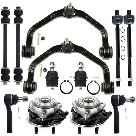 SCITOO 12pcs Front Suspension Kit Wheel Hub Upper Control Arm with Ball Joint fit 1998-2001 for Ford Ranger Lower Ball Joint Inner Outer Tie Rod End Sway Bar Link