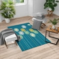 thumbnail image 1 of Dandelion Turkish Area Rug, Abstract Wildflower Silhouettes Botanical Inspirations Meadow in Summer Season, Carpet for Living Room Decor with Distressed Look, 6.6' X 9.6', Night Blue, by Ambesonne, 1 of 4