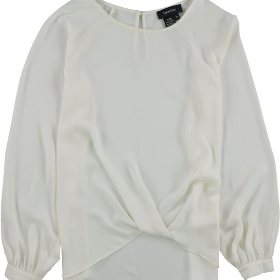 Karen Kane Womens Twist Hem Pullover Blouse, Off-White, X-Small