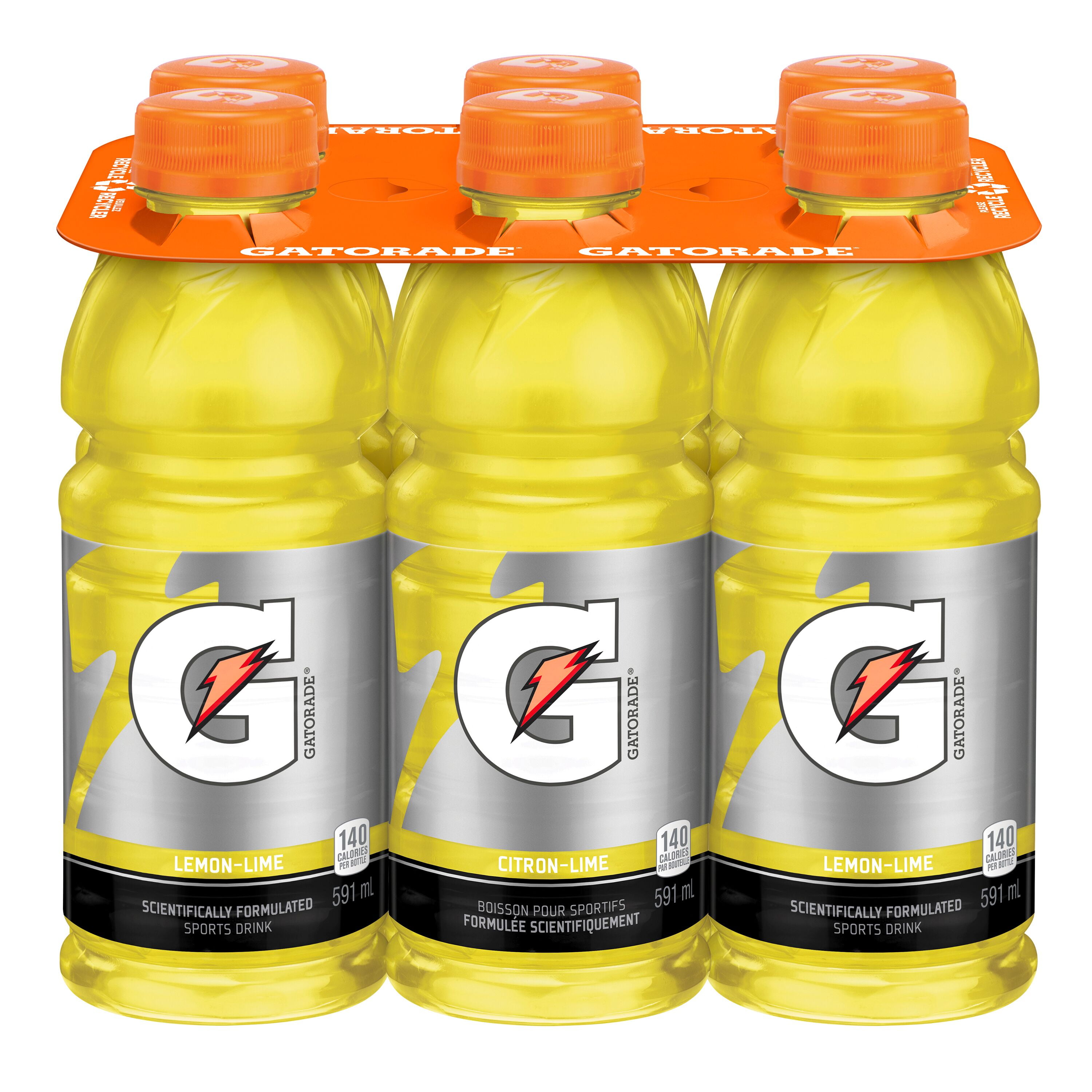 Gatorade Lemon Lime Sports Drink 6 x 591 mL, Bottles, 6x591mL
