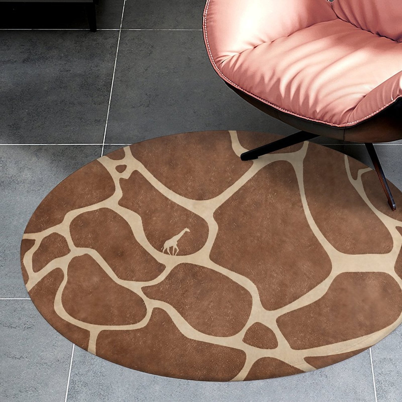 Giraffe Pattern (1) Round Area Rugs for Bedroom Living Room, 2FT Soft Comfy Indoor Circle Carpets, Carpet Home Decor Floor Mat