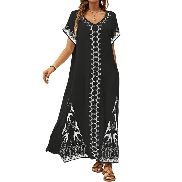 Women Loose Summer Beach Kaftan Dress Bathing Suit Swimsuit Cover Up