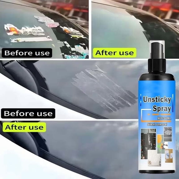 Hxlamzoo 50ml Powerful Adhesive Remover Spray with Scraper, Multi-Purpose Glue Cleaner, Instantly Dissolves Stickers, Tape, Adhesives from Glass, Plastic, Metal, Wood, Car Surfaces