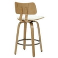 thumbnail image 3 of MidCentury Fabric and Wood 26" Counter Stool with Swivel Beigeand Natural, 3 of 8