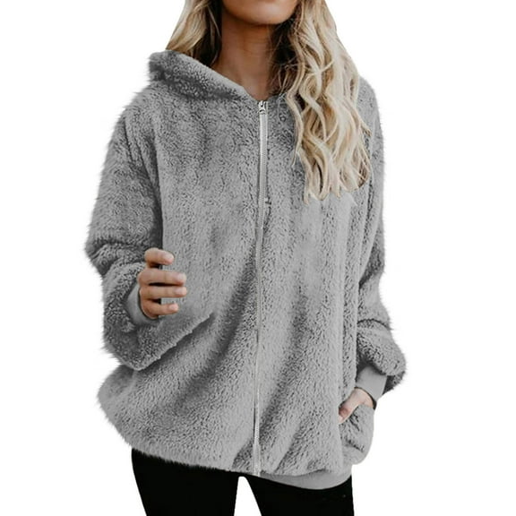BangWanChi Womens Jackets Dressy Fashion Women's Zipper V-Neck Pullover Tops Long Sleeve Hooded Blouse Sweatshirt