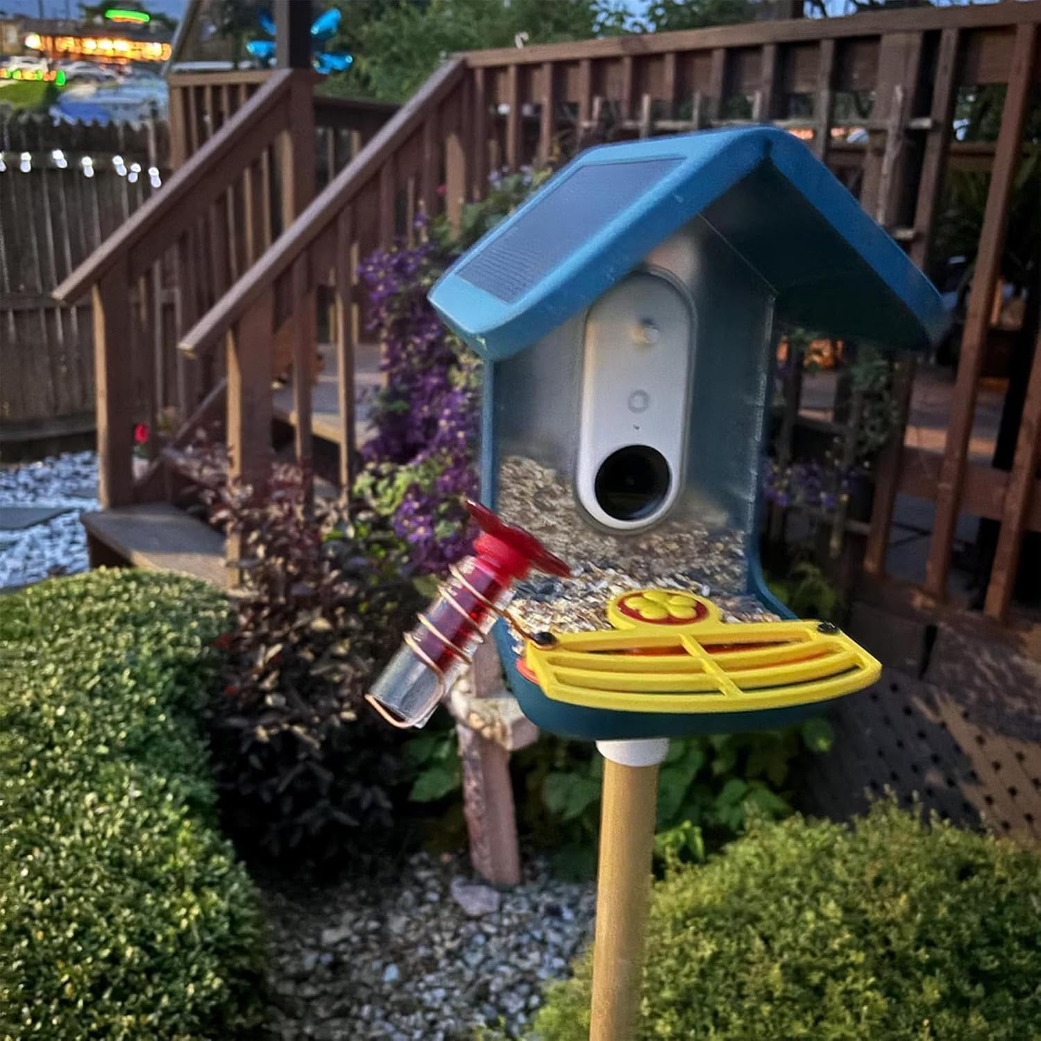 Perch with Built-in Hummingbird Feeder for Bird Buddy, ABS Wider Extension Perch, Smart Bird Feeder Accessories, DIY Add-ons for Backyard Birdwatching Garden Wildlife Observation