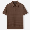 thumbnail image 2 of JIAYUE Mens Polo Shirts Classic Short Sleeve Knit Blend Casual Summer Textured Versatile Solid Color Breathable Turndown Collar For Business Daily Wear Comfortable Tops For Men, 2 of 5