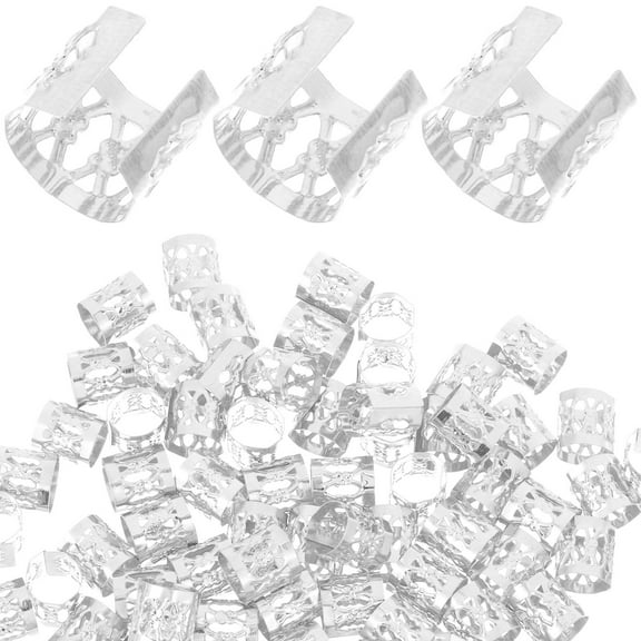 Soimiss Hair Cuffs Iron 300Pcs 0.35X0.28in Silver for Women and Braiding Hair Jewelry