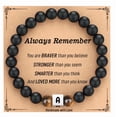 thumbnail image 2 of Pulsera con iniciales en acero inoxidable con cuentas cuadradas de ojo de tigre y letras negras para hombre y mujer, 2 of 2