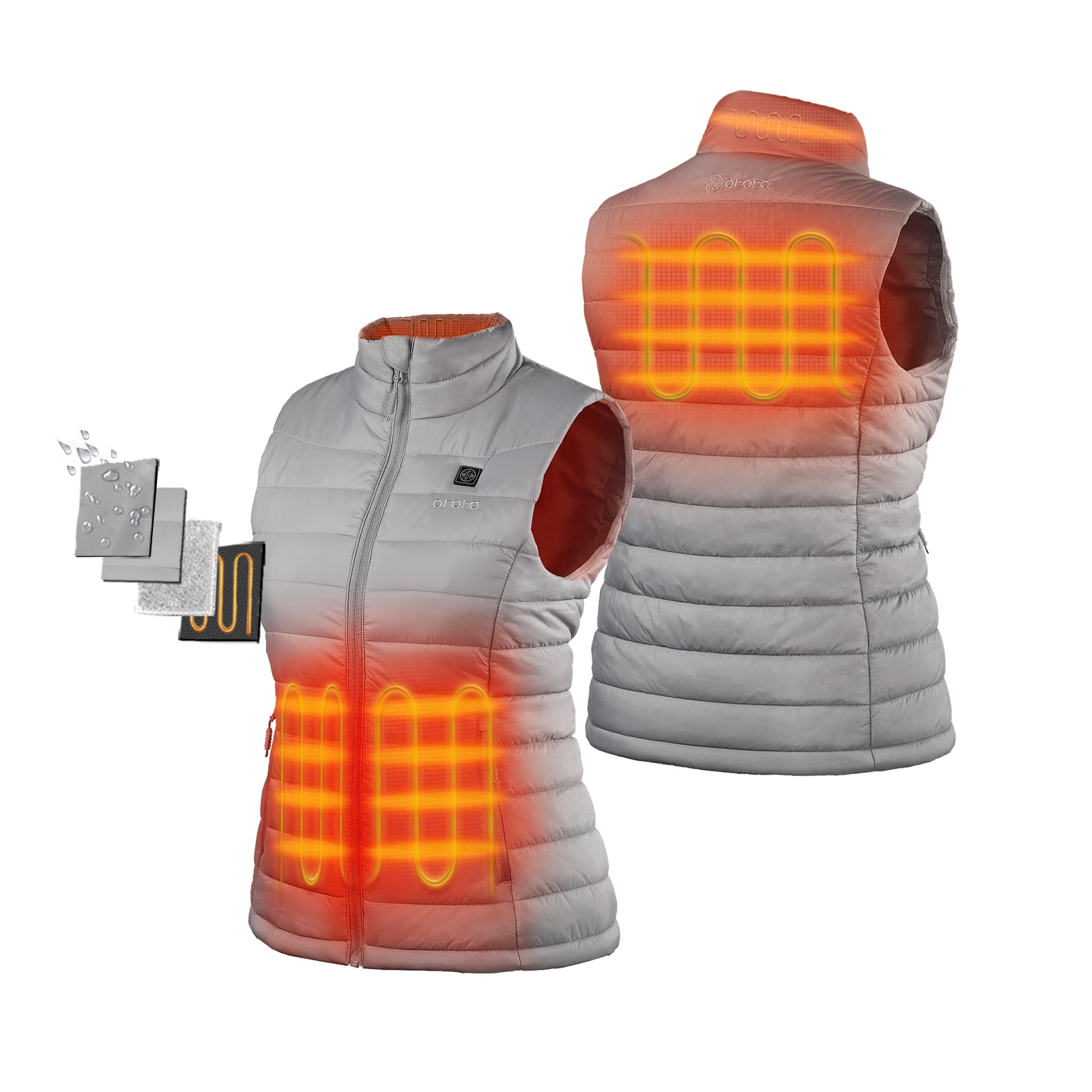 ORORO Women's Lightweight Heated Vest with Battery Pack (Gray,2XL)