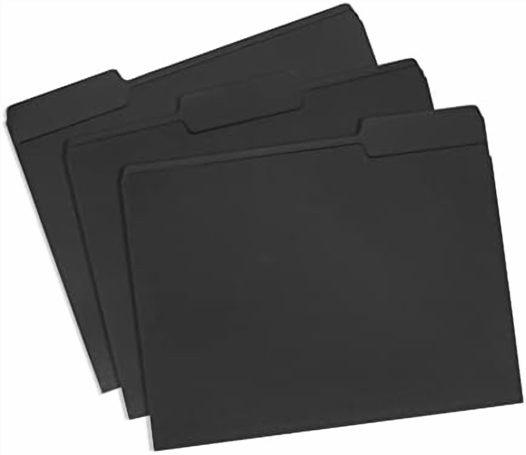 100  Black File Folders - Letter Size File Folders with 1/3 Cut Tabs, Durable 11pt Black Paper, Holds Letter Size Documents, Black Folder 100 Pack