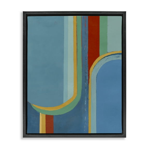 Stupell Industries Blue & Red Arches Abstract Painting Black Floater Framed Canvas Art Print Wall Art, 17 x 21
