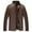 Brown, variant on IYTR Men's Stand Collar Leather Jacket Winter Warm Long Sleeve Solid Color Full Zip Up Outerwear Black XL