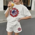 thumbnail image 5 of ITSAME Girls 4th of July Outfits 2-Piece, Fashion Print Crewneck T-Shirts and Shorts Casual Clothes Set White Size 10, 5 of 6