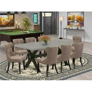 9 Piece X-Style Dinette Set - Wire Brushed Black
