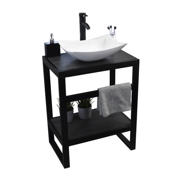 Esatto® Mueble Para Baño Negro Con Lavabo, Llave Y Desagües Tec Fazzo N ESATTO  MUEBLE PARA BAÑO