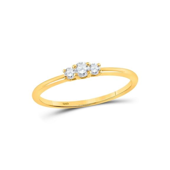 10kt Yellow Gold Womens Round Diamond 3-stone Promise Ring 1/6 Cttw