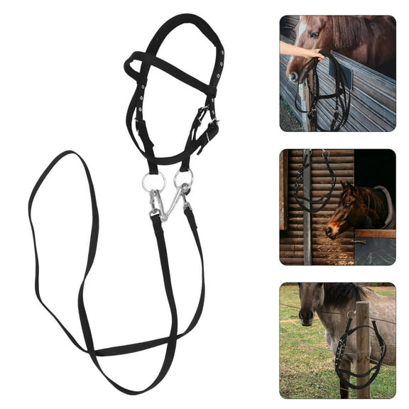 FRCOLOR Black Nylon Sling Bridle for Riding Comfortable Secure Fit Ideal for Young and Small