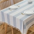 thumbnail image 1 of Cotton Table Cloths Rectangular 60 x 120 Blue Striped Tablecloth Washable Tablecloths for Rectangle Tables (120"x55", Blue), 1 of 13