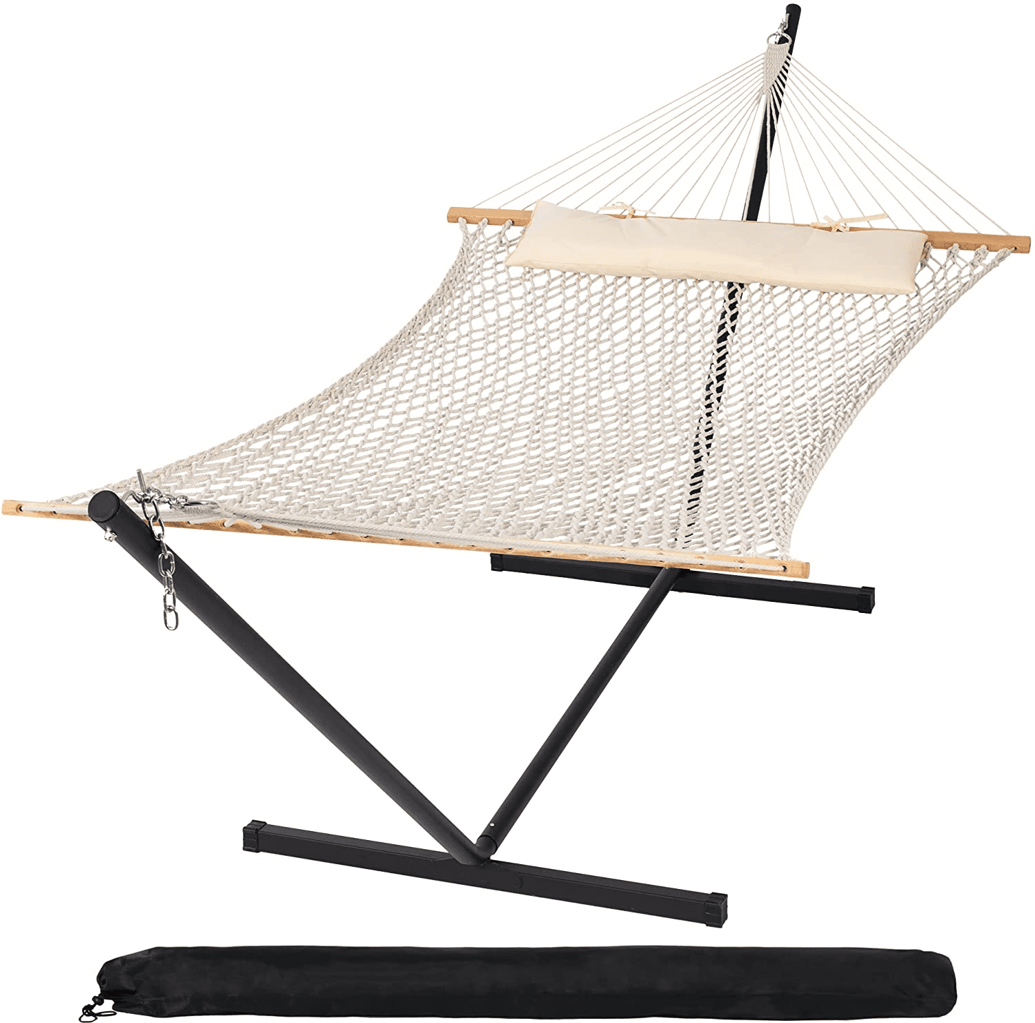 SUNCREAT Double Hammock with Stand Included， Outdoor Portable Hammock with Stand， Blue