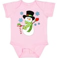 thumbnail image 3 of Inktastic Christmas Snowman in Top Hat with Candy Cane Boys or Girls Baby Bodysuit, 3 of 5
