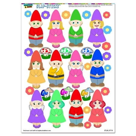 - Cute Gnomes - Lawn Fantasy Funny SLAP-STICKZ(TM) Premium Sticker Sheet