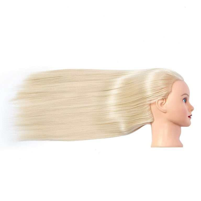 Medo Mannequin Head 26 inch with 50% Real Hair Brown Practice Training Head Synthetic Long Straight Hair Dresser Training Head Doll Cosmetology