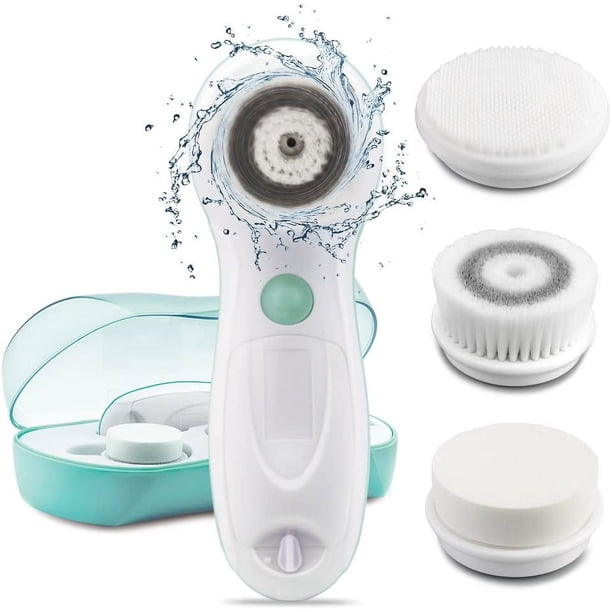 Cepillo de limpieza facial eléctrico con 3 cabezales de repuesto, dispositivo de limpieza facial impermeable de limpieza profunda, giratorio, 2 configuraciones de velocidad, spa facial AG-0759A