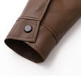 thumbnail image 5 of Xzbqbs Mens Casual Leather Jacket Casual Vintage Full Zip Up Motorcycle Jackets Lightweight Classic PU Faux Leather Lapel Jacket, 5 of 7