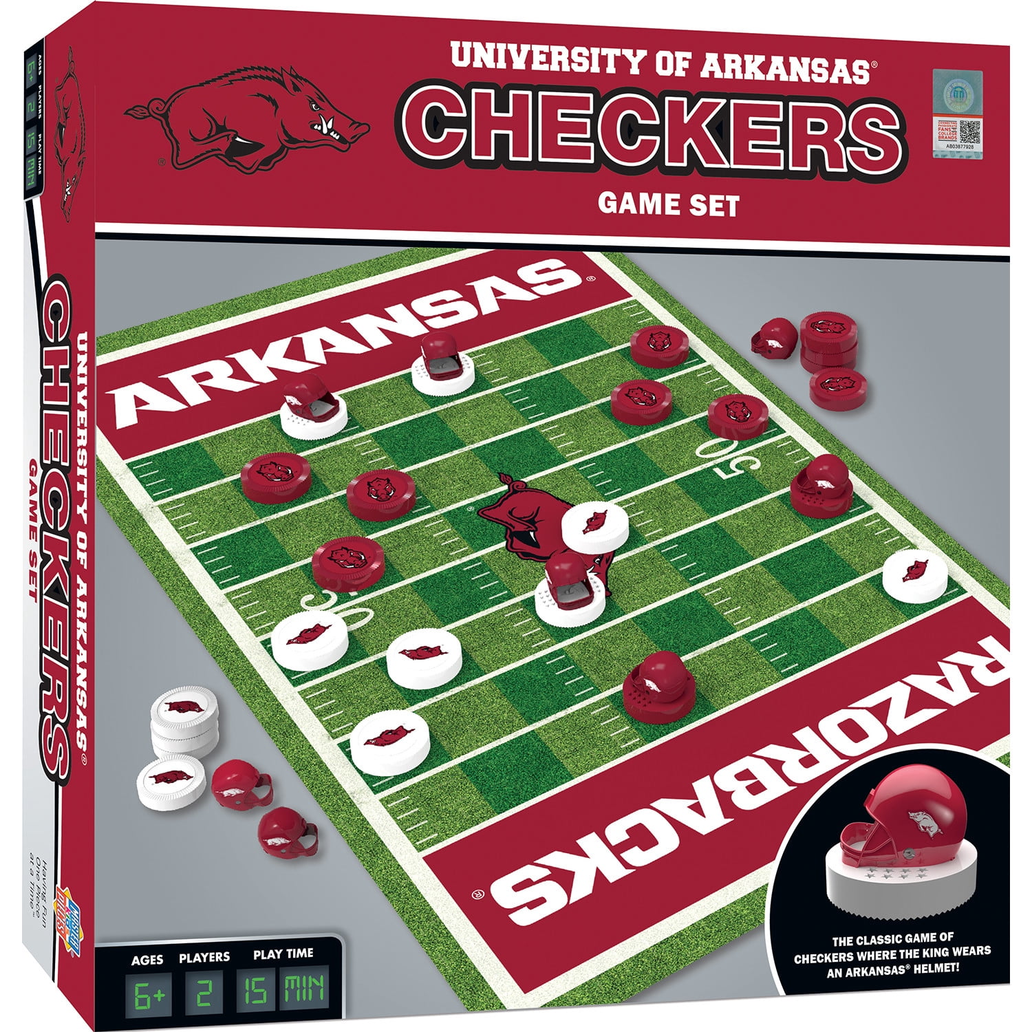 MasterPieces Officially licensed NCAA Arkansas Razorbacks Checkers Board Game for Families and Kids ages 6 and Up