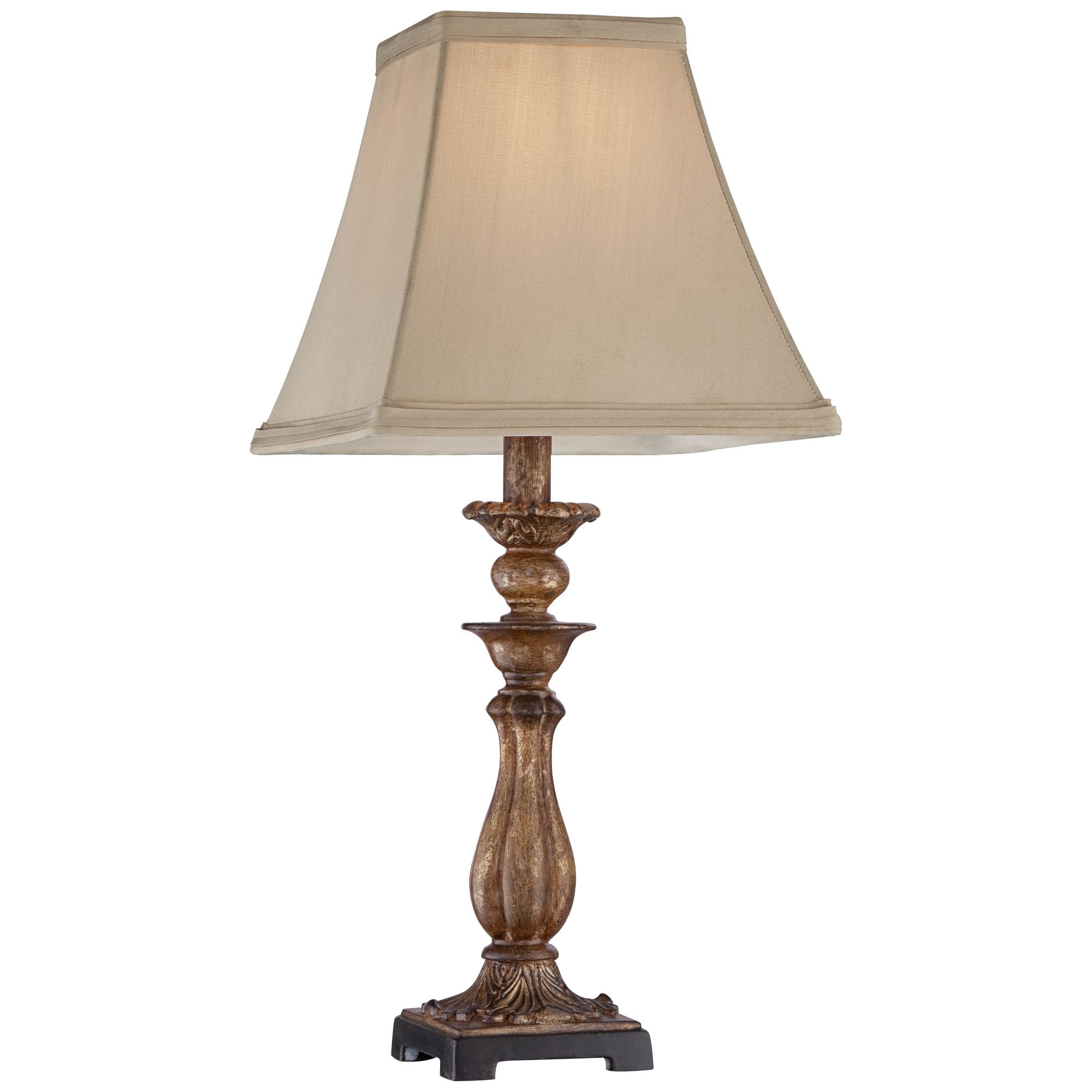 Regency Hill Alzano Cottage Accent Table Lamp 18" High Antique Distressed Light Bronze Square Shade for Bedroom Living Room Bedside Nightstand Office
