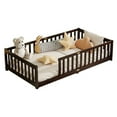 thumbnail image 5 of Alvantor Twin Size Floor Bed, Solid Wood Toddler Bed with Slat and Fence Guardrail, Montessori Floor Bed for Kids, Boys, Girls,Espresso, 5 of 8