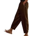 thumbnail image 2 of SAHFX Linen Cropped Pants Women Balloon Pants Harem Slacks Pull-On Pants Ankle Pants Beach Travel Vacation Outfits Palazzo Pants High Waisted Drawstring Pant Pants Relax Fit Lounge Trouser Long Pant, 2 of 5